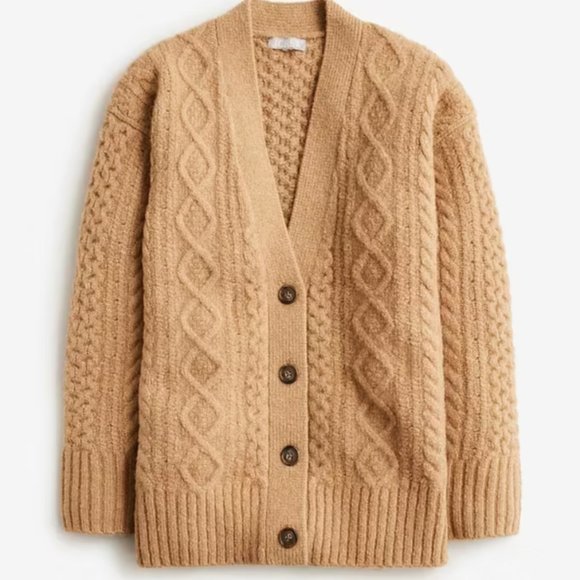 J. Crew Sweaters - Nwt J Crew Chunky knit Wool Alpaca Cable Knit Sweater Cardigan XS